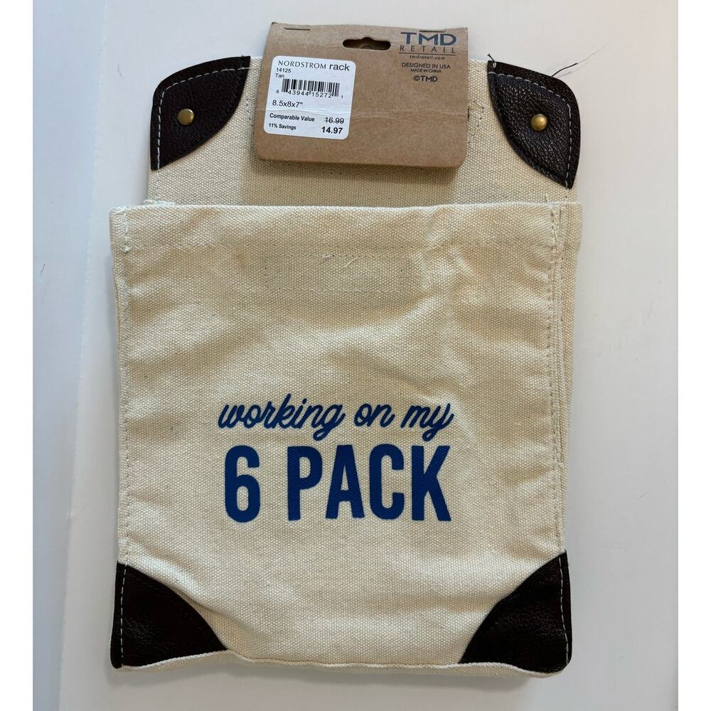 6 Pack Canvas Carrier "Working On My Six Pack" New